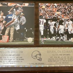 NFL Cleveland Browns Braylon Edwards Kellen Winslow Autographed Engraved Large Plaque