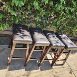 Brown Leather Stools 