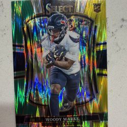 2025 Select Football #135 Woody Marks Premier Level Green Yellow Shock Prizm RC
