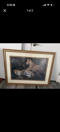 'Jungle Play' By Kim Donaldson In Gorgeous Gold Toned Framed Print