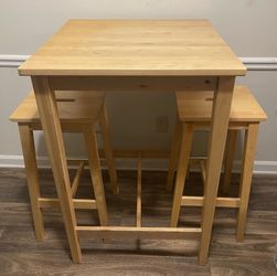Ikea Bar Table and 2 Matching Stools