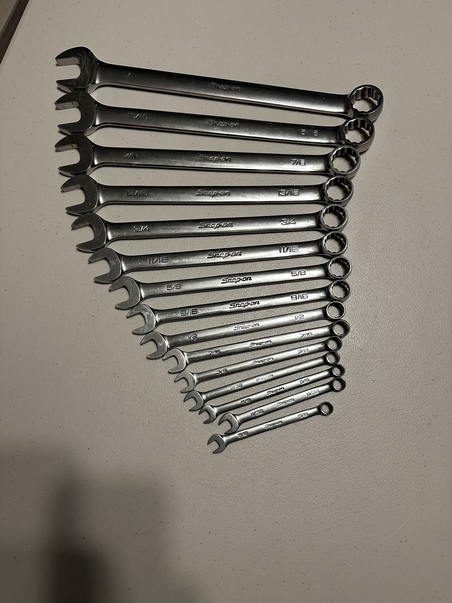 Snap On Combination Wrench Set SAE Standard 3/8-1”