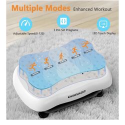 Vibrating Board Workout, Weight Loss Exercise Equipment and Lymphatic Drain Massager, Waver Fitness Exerciser, 4 Resistance Bands (White)