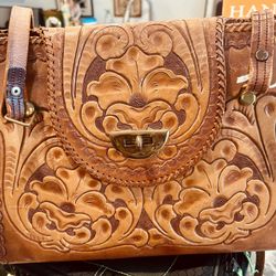 New Rare Vintage  Hand Tooled Clifton Leather Boho Bag