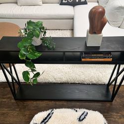 BLACK WOOD + METAL CONSOLE TABLE. LIKE NEW. MSRP $199 