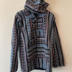 Blue Nepali Cotton Hoodie Jacket Warm And Cozy