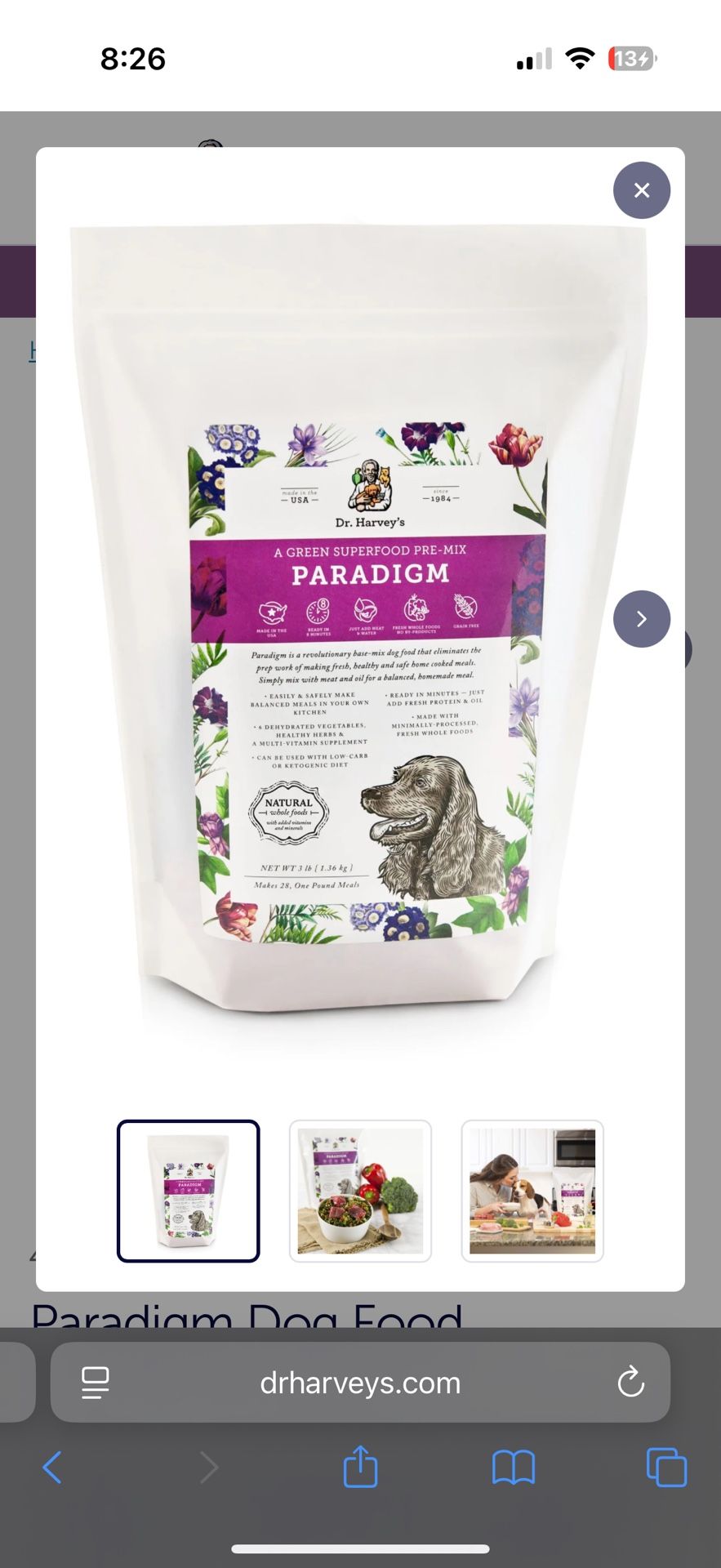6lb Dr Harvey Raw Paradigm Dog Food