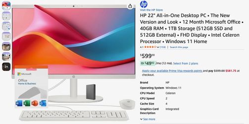 HP 22" All-in-One Desktop PC and Printer