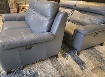 Living Spaces - Leather Couch Set + Rug