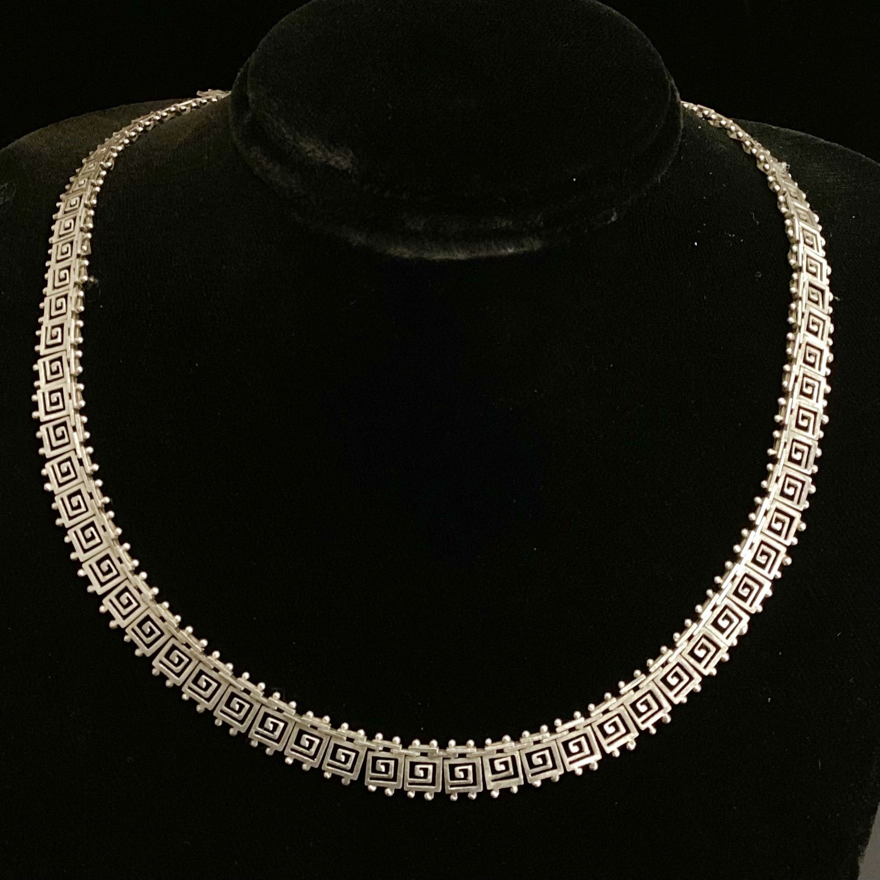 925 Sterling Silver Greek Tribal Mexico Necklace 16”