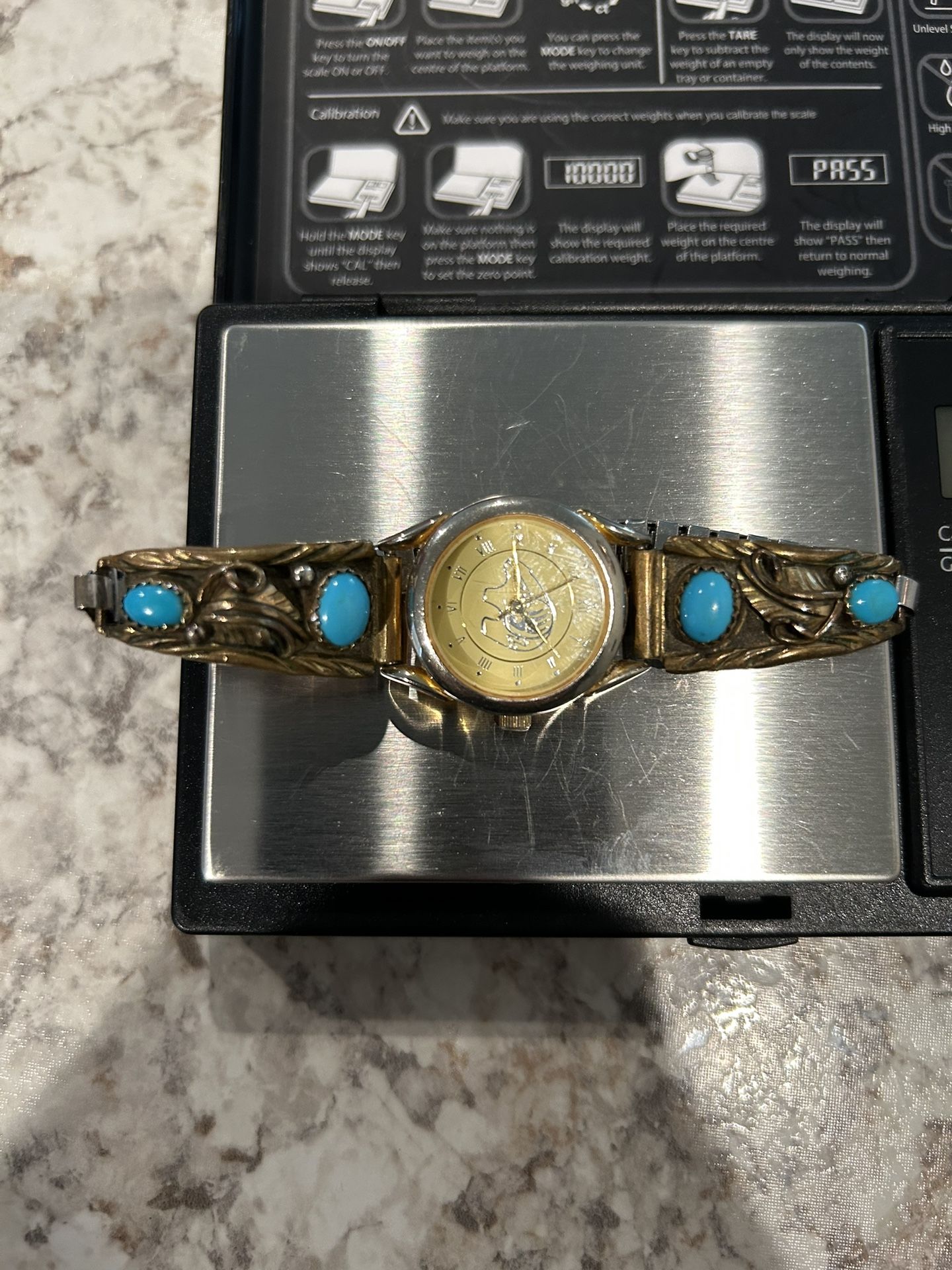 Sterling Silver Turquoise Women Watch Crafted by a Native American artist with the "DD"