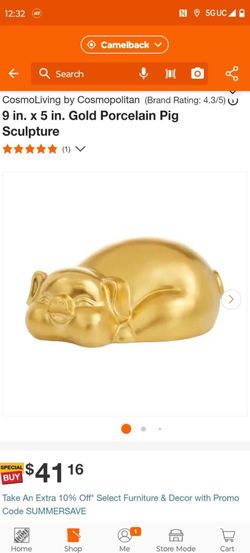 Gold Porcelain Pig Sculpture