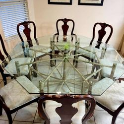 John McGuire Octagonal Glass Dining Table 