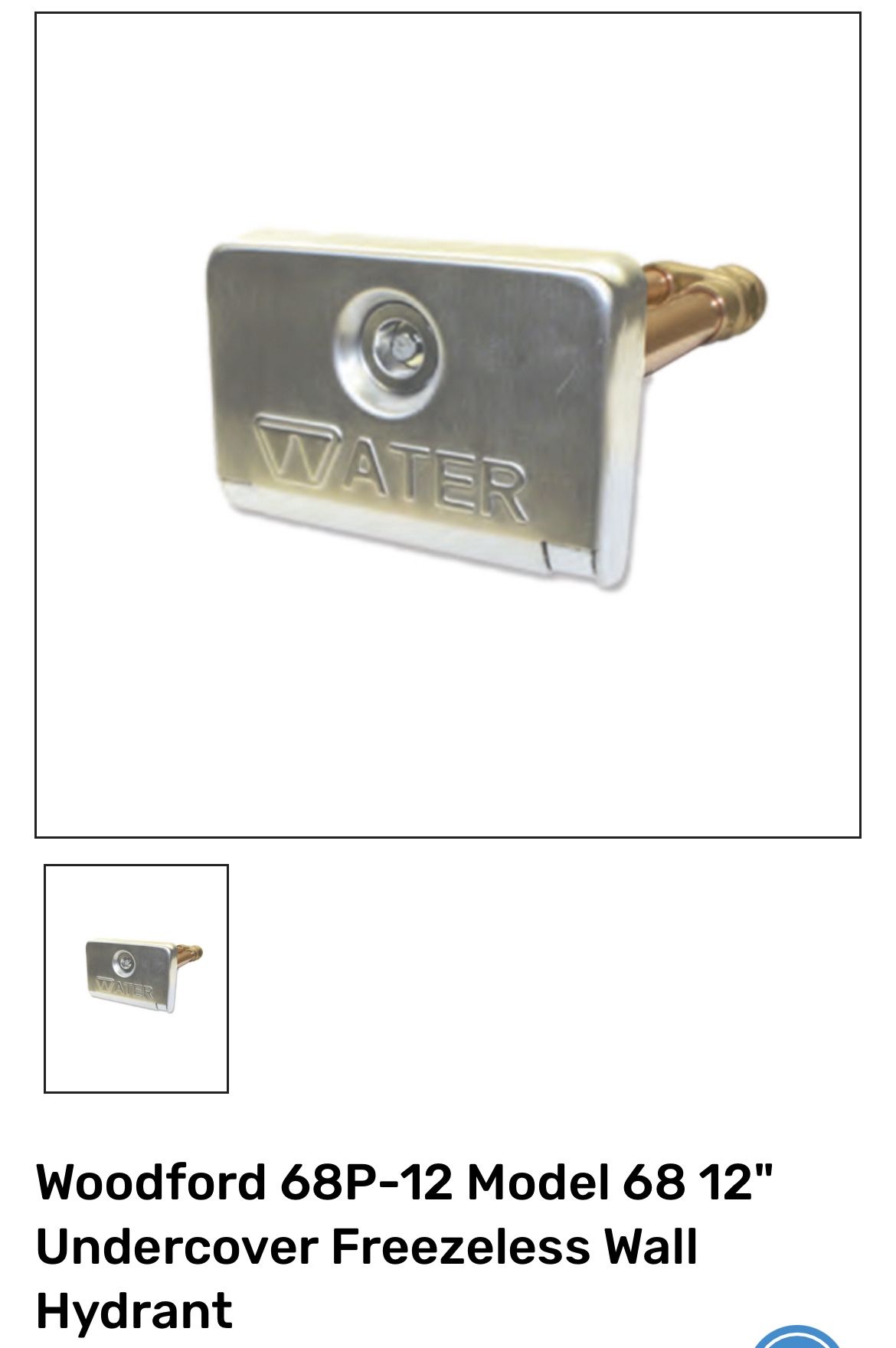 Brand new in box Genuine Woodford 68P-12 Model 68 12" Undercover Freezeless Wall Hydrant.  The Model 68 automatic draining, freezeless wall hydr