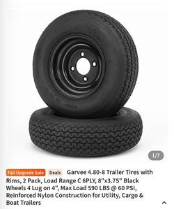 Garvee 4.80-8 Trailer Tires with Rims 2-Pack