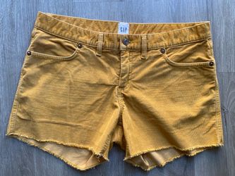 GAP Corduroy Raw Edge Hem Stretch Cut Off Shorts Women's Mustard Color Size 10