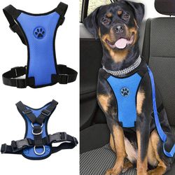 LARGE Dog Safety Car Vest Harness Pet Dog Adjustable Car Mesh Harness Seat Belt Travel Strap Vest With Car Seat Belt Lead Clip For Trip, Daily Use, Ro