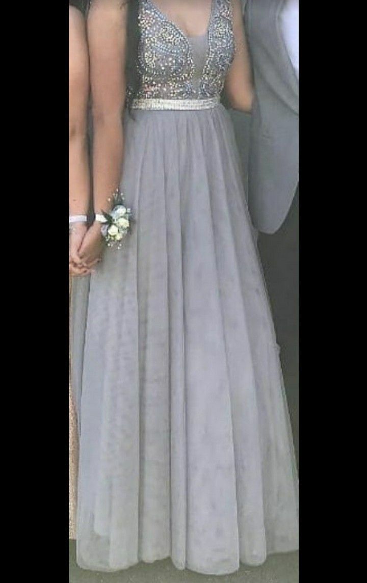 Grey Sparkly Prom Dress
