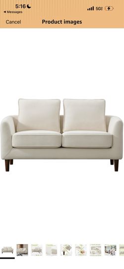 57.09" Loveseat Sofa for Living Room, Chenille Small Love Seat Couch with Removable Back and Seat Cushion, Mid Century Modern Furniture for Small Spac