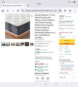 NEW Queen 11" Hybrid Mattress – Cooling Gel Memory Foam & Pocket Springs – Medium Firm

Brand new in box.