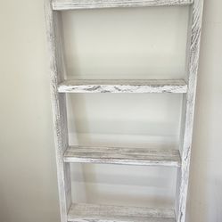 Rustic Ladder Shelf - Books, Blankets, Plants