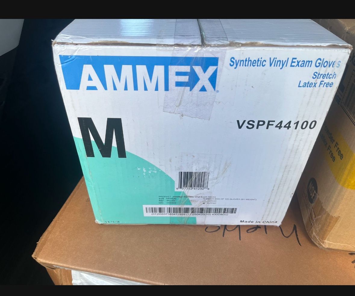 7102-XL XL X-LARGE VINYL GLOVES Powder Free Latex Free And 1 Box Medium
