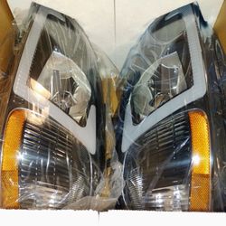 LED DRL Headlights Assembly For 1(contact info removed) Honda Civic EJ EK EM with Smoke Housing/Clear Lens/Amber R