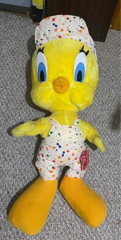 GIANT Vintage Tweety Bird Plush in Painter Cap/Overalls Looney Tunes 1990s