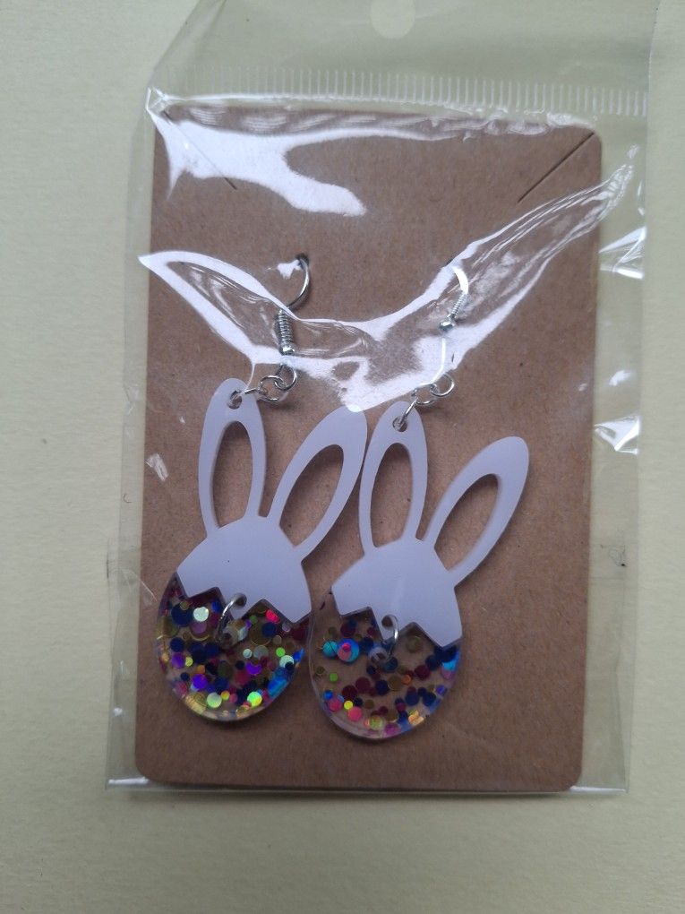 Handmade Acrylic Bunny Earrings