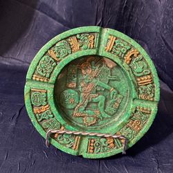 Artesanias Prehispanicas Mexico Ash Tray, 6” Maya Rituals.