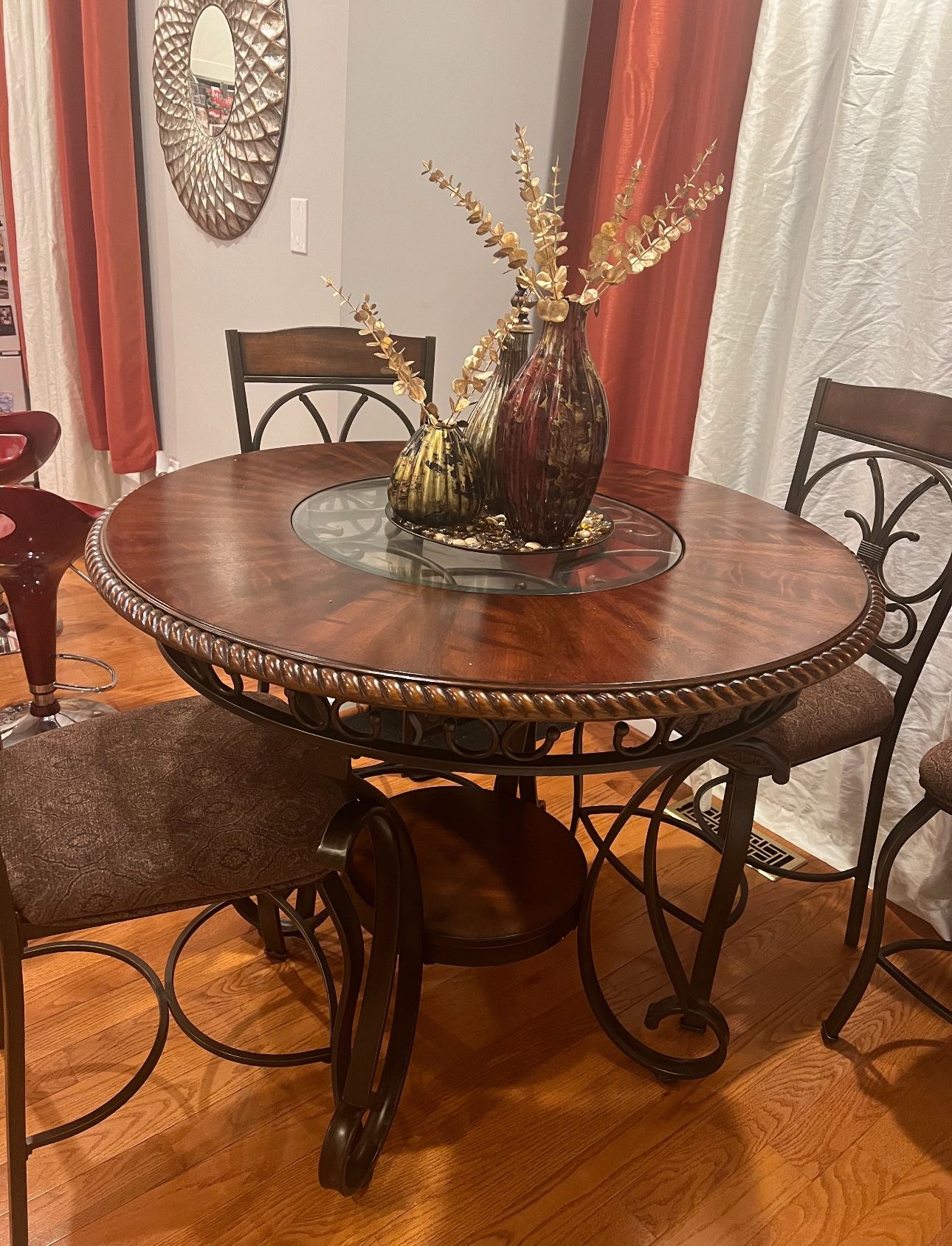 Round wooden dinner table