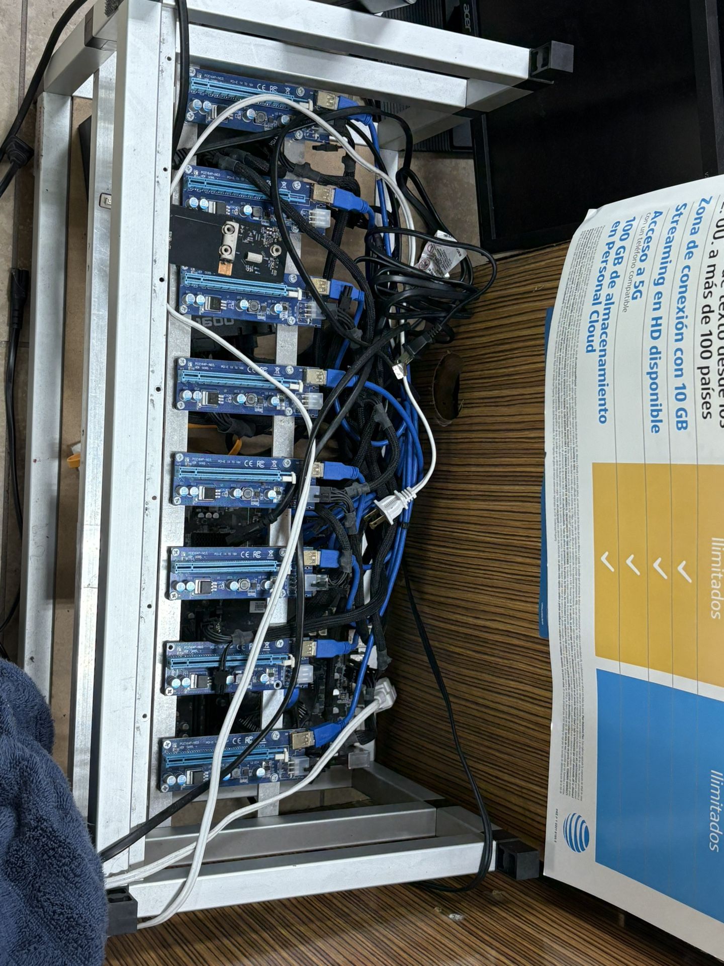 8 Card GPU Mining Rig + MB + Power Supply + Risers