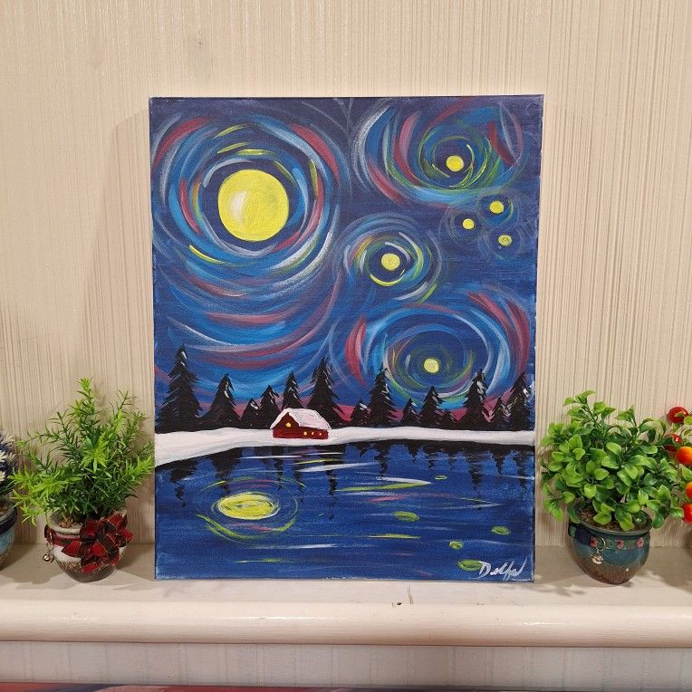Painting "Starry Winter Night"