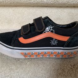 Black And Orange Vans Kids Size 2.5Y