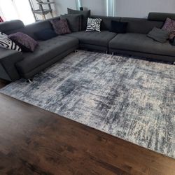 8x10 Area Rug With Blue, White And Grey Tones 