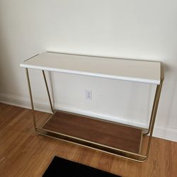 43.5”x30”x14” - Console Table White And Gold Entryway Sofa Dresser Narrow Hallway Entrance Cabinet Shelf