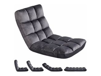 Adjustable Floor Chair with Back Support, Foldable Thick Padded Seat for Meditation&Gaming on Floor, Space Saving Lazy Lounger for Bedroom Dorm, Gray