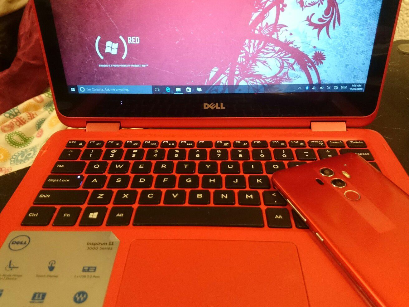 Dell 2n1 and matching red phone