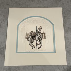 LOIS CARLISLE Signed Lim. Ed. 33/100 Etching "Balboa Park Carousel Zebra" COA
