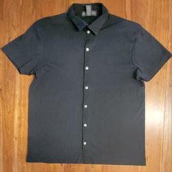 Men's Banana Republic Short-Sleeved Large Black Button-up Shirt