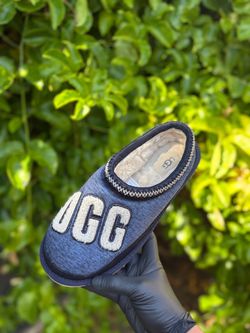 Size 8 UGG TASMAN FUR JERSY COZY MEN SLIPPERS DARK SAPPHIRE US SIZE 8