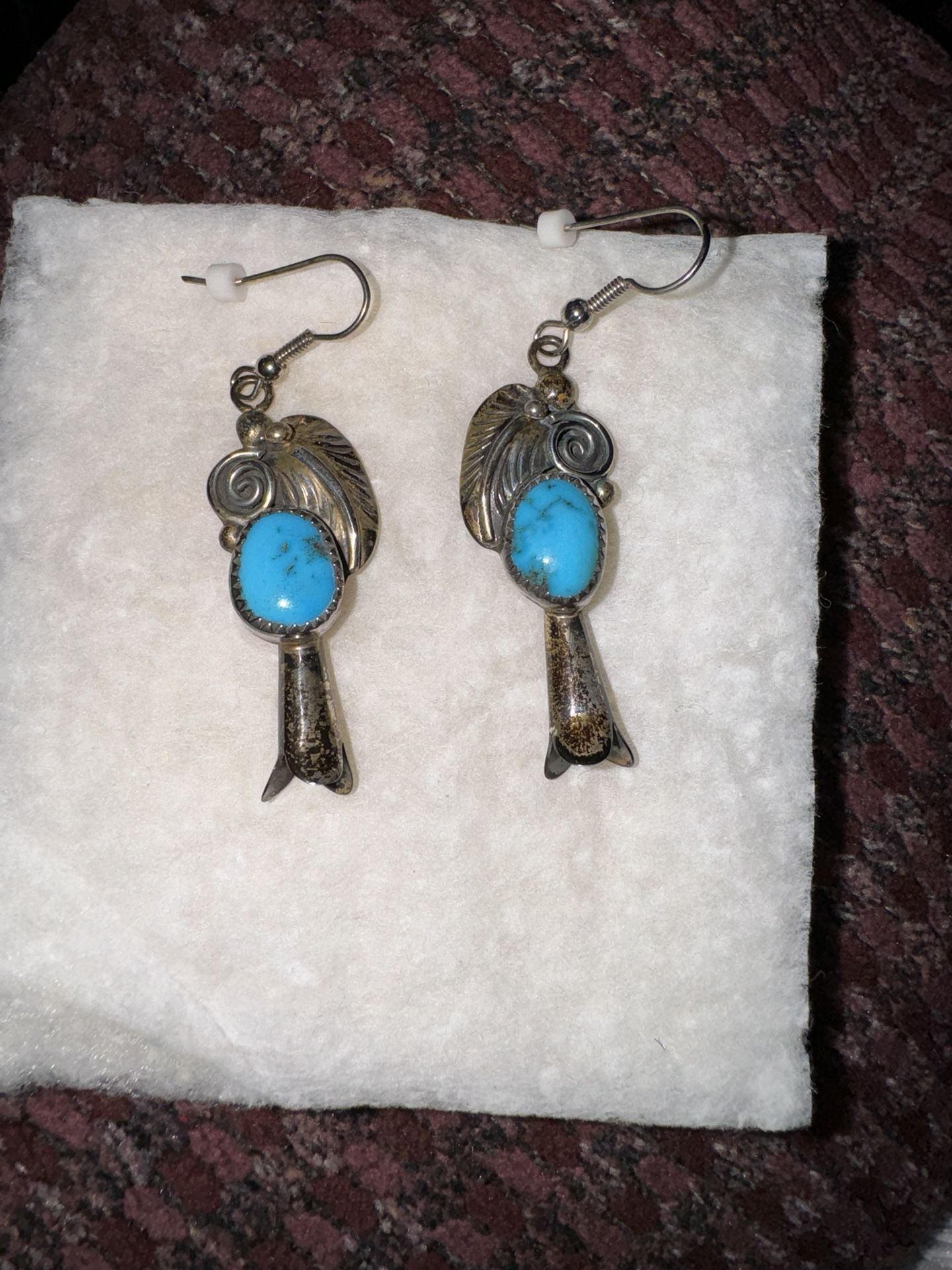Tom Hasteen Turquoise Coral Navajo Earrings Sterling Silver 925 Signed