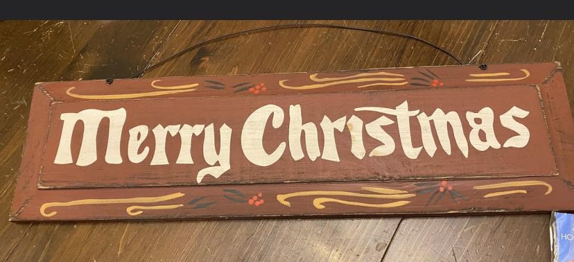 Free Merry Christmas Wooden Sign