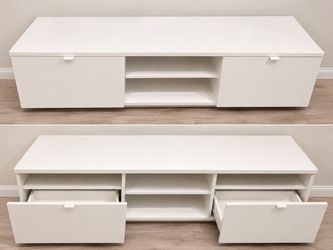 Modern White TV Stand with Storage – Excellent Condition