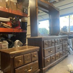 Free Dresser With Mirror,  Night Stand And  Queen Size Bed