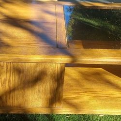 Elegant Oak and Glass Coffee Table