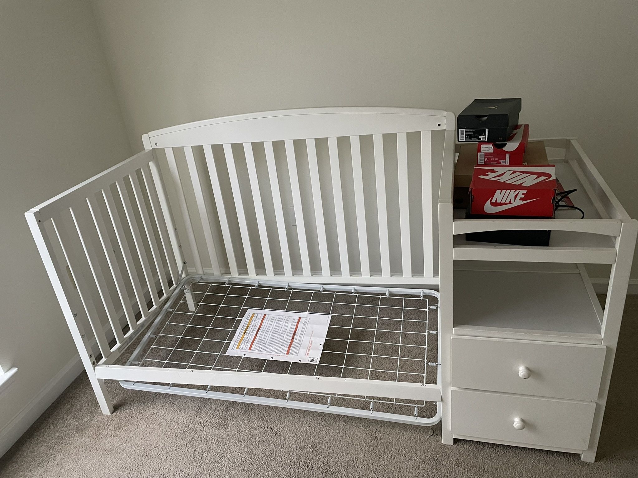 White Bed/ Crib/ Changing Table