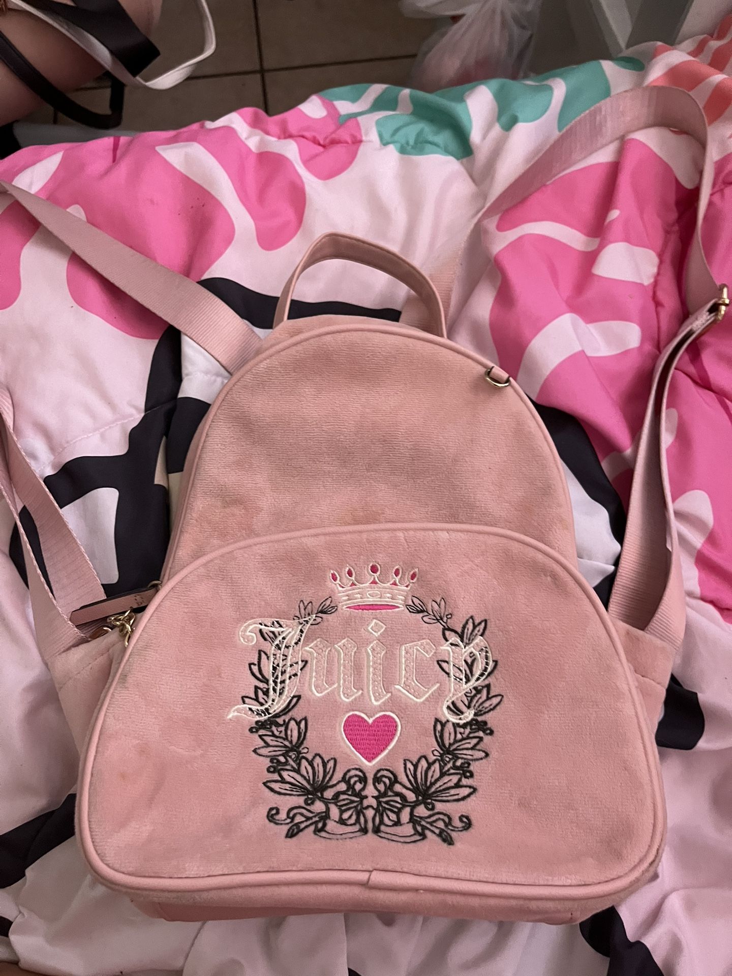 Juicy Couture Pink Velvet Backpack