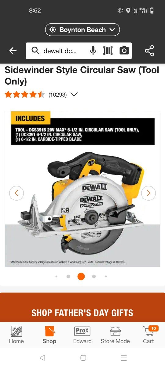 DeWalt Six And A Half Inch Circular Saw Tool Only