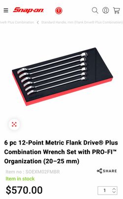Snap-on 6 pc Metric Combination Wrench Set 20–25mm